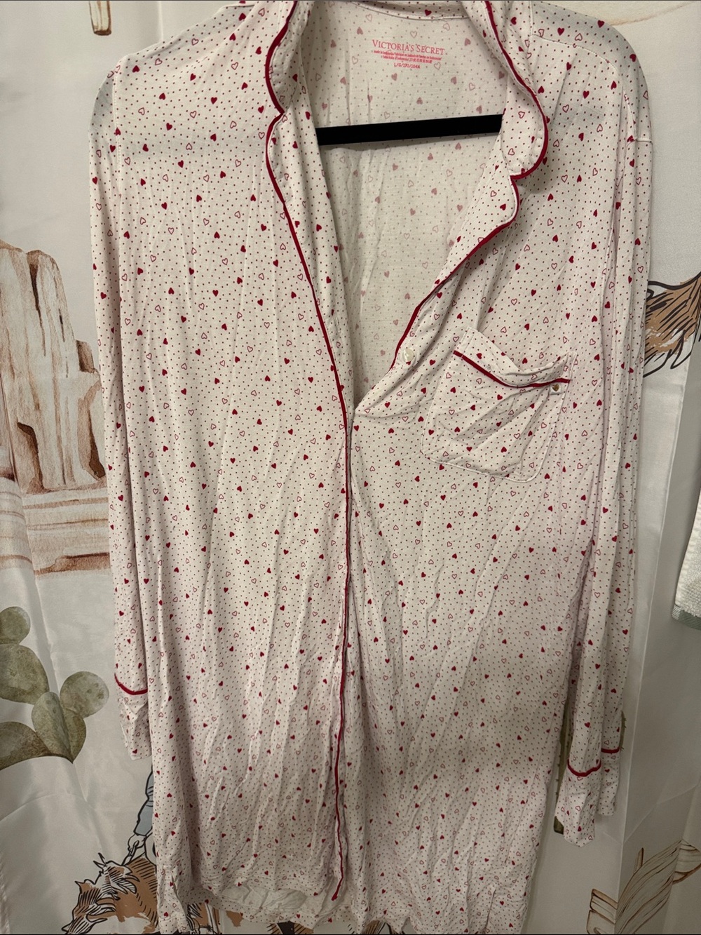 Victoria's Secret White Nightshirt with Red Heart Print